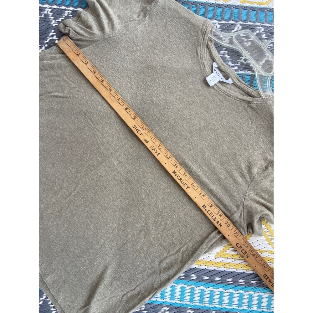 Athleta Womens Linen Tencel Blend Short Sleeve Crew Neck Tee Olive Green Large - Picture 4 of 8